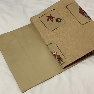 着物 帯 袋帯 さかな君 ベージュ