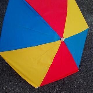 キャンプ用品  パラソル+テーブル+回転板　3点セットの画像