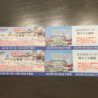 ひらかたパーク　入園券　プール　2名分