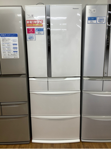 安心の12カ月保証付き　Panasonic（パナソニック）　6ドア冷蔵庫　NR-FVF453-W  2018年製　451L  ヤケ有　250