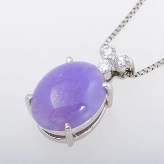 Pt900/850 ラベンダー翡翠・ダイヤモンド ネックレス 品...