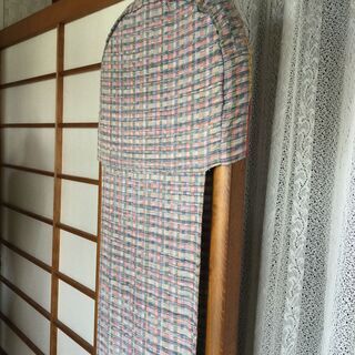 木製鏡台　スリムドレッサー　2段収納引き出し　手作り？カバー付きの画像