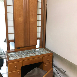 アンティーク三面鏡　椅子セット　