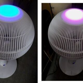 360度回転！ リビング扇風機 ビズライフ エアボール 360° 白 カラフルLEDライト付き　西岡店 の画像