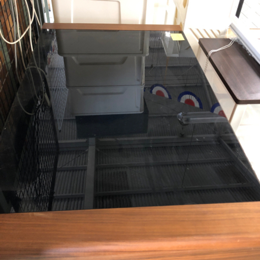 0817-018 ガラストップローテーブル