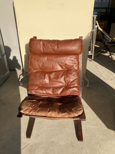 【直接引き取り】 革　レザー　椅子　チェア　現状品