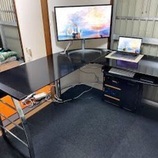 【PCデスク】　L字デスク　ブラック