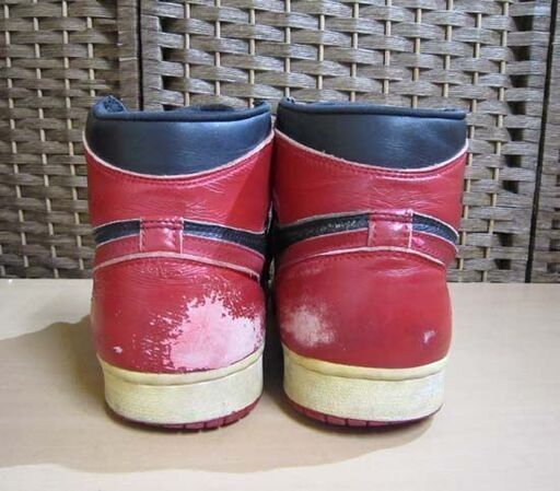 難有 ナイキ 94年復刻 エアジョーダン1 黒×赤 28.0cm US10 ブルズ アウェイカラー BRED ブレッド NIKE AIR JORDAN1 AJ1 札幌市 白石区 東札幌