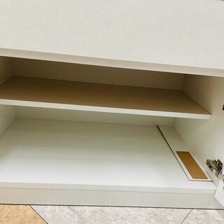 ⭐松田家具 2面レンジボード ✨定価￥109,780✨ 人気のホワイト ソフトクローザー⭐の画像