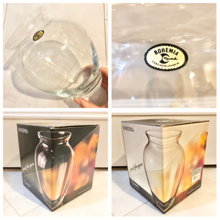 【ネット決済・配送】#24 ボヘミア　クリスタル　花瓶　ハッピーデー　クリスタレックス　Bohemia Crystalex Vase ガラス　カビン　かびん　花生け　置物　フラワーベース Bohemia Crystalex Vase flower pottery beautifulの画像