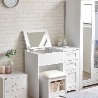 ドレッサー　鏡台　化粧台　デスク　アンティーク　ホワイト　白