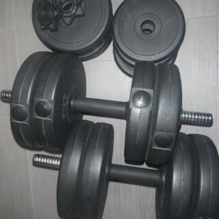 【売却済】【中古】ポリエチレン製 ダンベル 15kg×2個 計3...