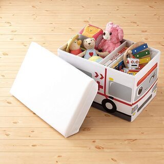 キッズ かたづけ ボックス M きゅうきゅうしゃ　グリーンバスの画像