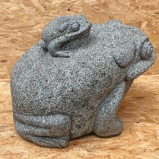 石灯篭 カエル 蛙 全長68㎝ 重さ約200kg位 庭石 観賞石 日本庭園 オブジェ 時代物 　②/SL1の画像
