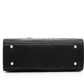 ワニ革風  レディース トートバッグ ショルダーバッグ ブラック の画像