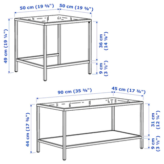 【受渡決定】ガラステーブル  IKEA イケア　ローテーブル ネストテーブル 2点セット ブラック 黒の画像