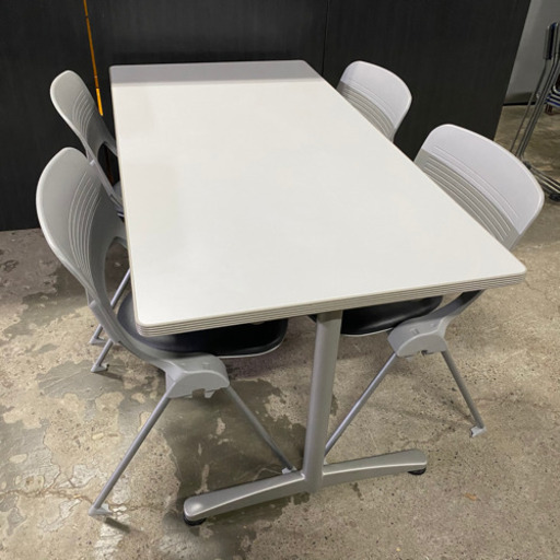 内田洋行 会議用テーブル ミーティングチェア×4 セット オフィス 会議 ミーティング テーブル 机 チェア 椅子 UCHIDA 菊TK 内田洋行 会議用テーブル ミーティングチェア×4 セット オフィス 会議