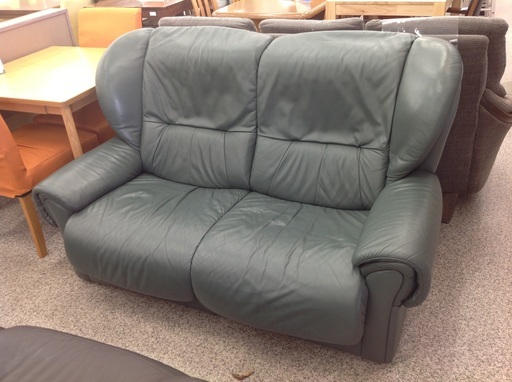 FALIO JAPAN モスグリーン 革製 2人掛けソファー【9651099】