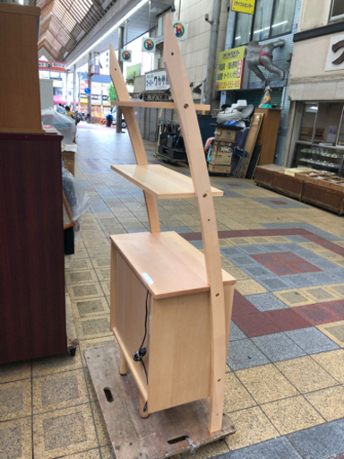 オイル塗装 マルヨシ民芸家具 天然木シェルフ キャビネット オープン チェスト コンセント付き