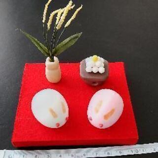 十五夜ウサギ　和菓子風(樹脂粘土)