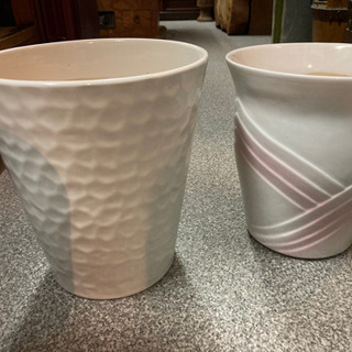 植木鉢 陶器鉢 鉢 はち ハチ ガーデニング 白系 5点セット まとめて 中古の画像