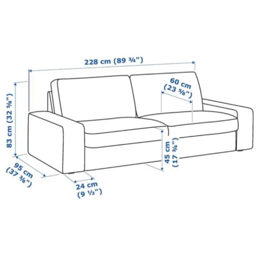 【中古】IKEAイケア KIVIK シーヴィク 3人掛けソファー＋オットマンのセット