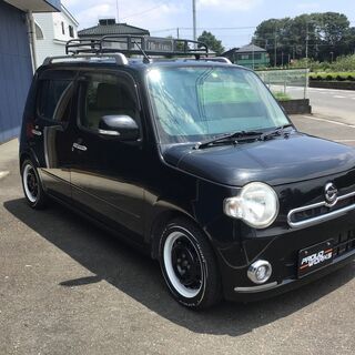 ★車検R４年１月まで★ローダウン！ホワイトレタータイヤ！不具合無し！キャリア付き！ミラココア黒の画像