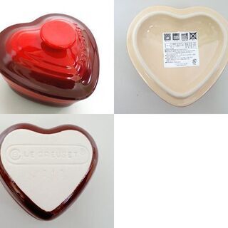 Le Creuset/ル・クルーゼ ココット容器 2個セット 赤/白 ハート型 ラムカン・ダムール (フタ付き) ルクルーゼ ☆ 札幌市 北区 屯田 の画像