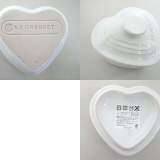 Le Creuset/ル・クルーゼ ココット容器 2個セット 赤/白 ハート型 ラムカン・ダムール (フタ付き) ルクルーゼ ☆ 札幌市 北区 屯田 の画像