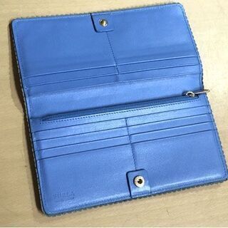 フルラ FURLA 長財布 2つ折り長財布 スナップボタン ブルー 青 財布 保存袋付き ☆ 札幌市 白石区 東札幌 ☆ アウトレットモノハウスの画像