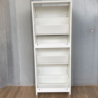 【美品】本棚☆収納ラック☆マガジンキャビネット☆ホワイトの画像