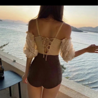 オフショルワンピース水着❣️Lサイズ❣️レース水着❣️大人可愛い❣️オルチャン♡韓国♡の画像