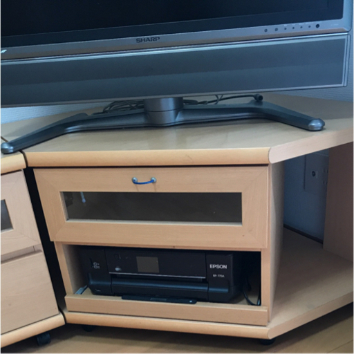 テレビ台　コーナー用　収納付き　ナチュラル　リビング収納