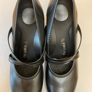 パンプス Mサイズ 黒 ハイウェッジ7cm リゲッタ