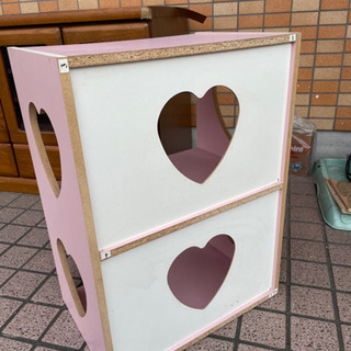 💓ハート穴 二段ボックス ピンクの画像