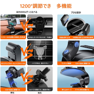 【新品未使用】車載ホルダー　クリップ式 スマホ車載スタンド ダッシュボード・室内にも適用 着脱簡単 スマホスタンド　安定性 1200°調整でき　4~7インチのスマホ対応の画像