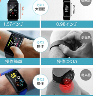 【新品未使用】  スマートブレスレット 運動量計 スマートウォッチ 体温測定 血圧測定 血中酸素 bluetooth5.2 心拍計 歩数計 1.57インチ IP67防水 腕時計 運動管理 Line 天気予報 アラーム 着信通知 睡眠計 スマート ウォッチ レディース メンズ iPhone Android 対応   の画像