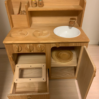 トッドル　おままごとキッチン　パイン材無塗装の画像