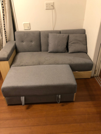 値下げ　2wayソファー\u0026ベッド　中古グレー　オッドマン付き