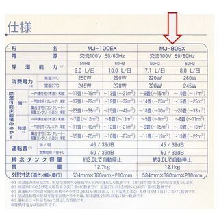 除湿器　MJ-80EX　MITUBUSHI　衣類乾燥機能付きの画像