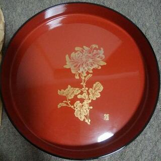 未使用　溜塗り盆の画像