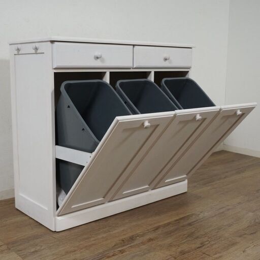 アウトレット 天板タイル ダストボックス ゴミ箱 3連 25L×3