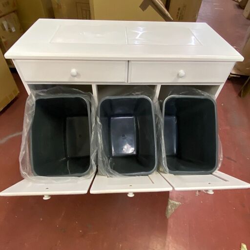 アウトレット 天板タイル ダストボックス ゴミ箱 3連 25L×3