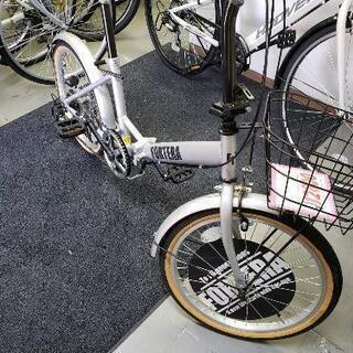 (♤﻿3)自転車 折りたたみ 新古車 シルバー 6段変速 20インチ カゴ付き