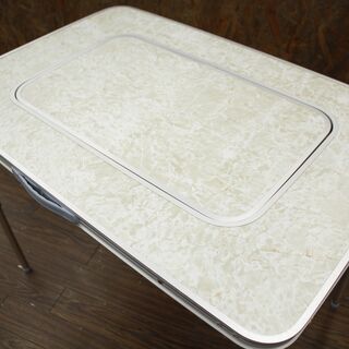 札幌 引き取り ☆ アウトドア 折り畳みテーブル BBQ バーベキュー キャンプ ホワイト系 コンロ併設可能 取り外し可能 の画像