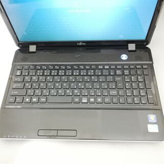 即使用可 ノートパソコン 中古動作良品 15型ワイド 富士通 AH42/E Pentium 4GB DVDマルチ 無線LAN webカメラ テンキー Officeの画像