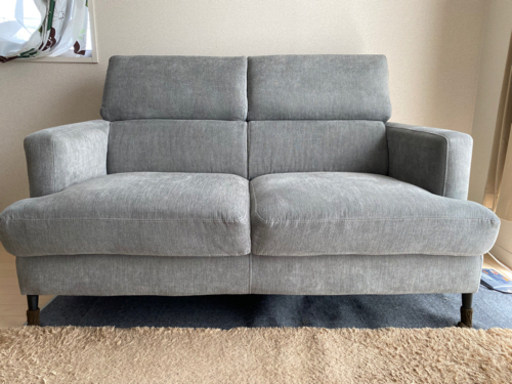 【美品】2人用布張りソファ(サザーラ GY)