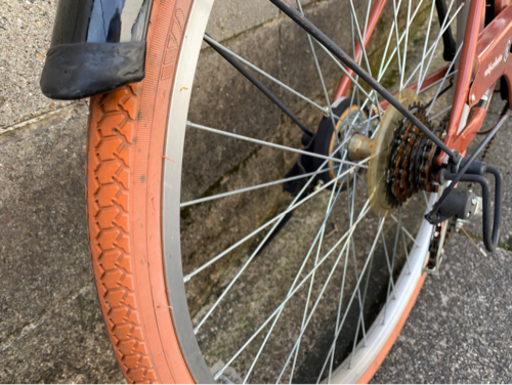 【整備済自転車】26インチ 6段変速　折りたたみ式❗️サドル新品　カラータイヤ使用　若林自転車　膳所店