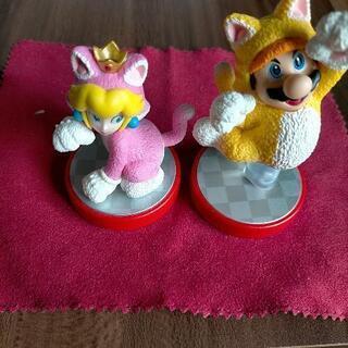 amiiboフィギュア ネコマリオ＆ネコピーチ