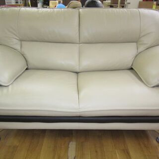 R224 NITORI 2人用本革ソファ(ロゾ4 BE ホンカワ) 幅162cm 美品